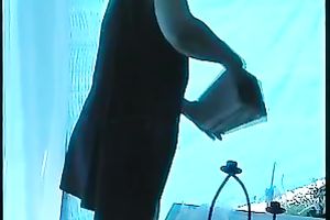 My sexy BBC slut in the garage flashes her whoppers on the movie scene
