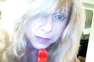 Desperate golden-haired cougar is looking for juvenile chap on web camera