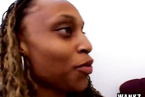 That freaky ebony whore with big face hole strips on web camera