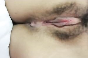 Shapely Asian hottie lets her paramour caress her cum-hole