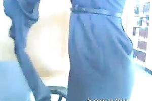 Arousing blonde playgirl with well stacked body disrobes in public library