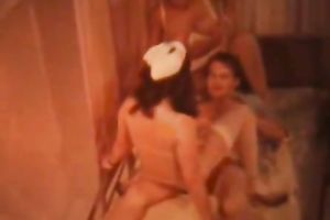 Two hawt lalin girl vintage chicks open their legs for one stud