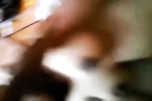 A chap plays with his GF's large natural bra buddies in the morning