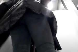 Beautiful college slutwife in taut hot jeans caught in the fitting room