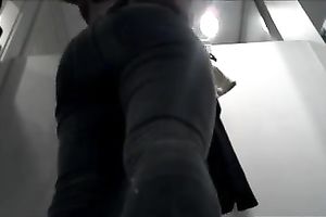 Beautiful college slutwife in taut hot jeans caught in the fitting room