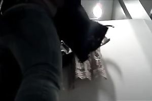 Beautiful college slutwife in taut hot jeans caught in the fitting room