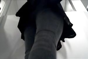 Beautiful college slutwife in taut hot jeans caught in the fitting room