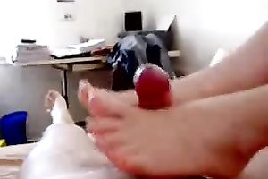 Pretty call-girl demonstrates her footjob skills in POV episode