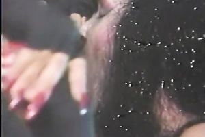 Horny and concupiscent strumpets in sexy costume play with clits