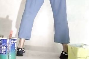 Brown head torrid wench gives strong schlong suck to her perverted customer