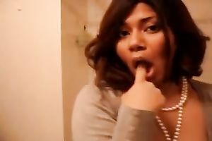 My sizzling hawt swarthy white bitch demonstrates her goodies