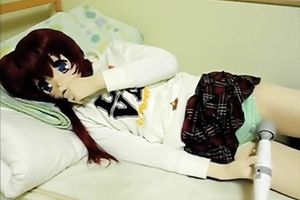 Asian hoe wearing a mask masturbates her slit indoors