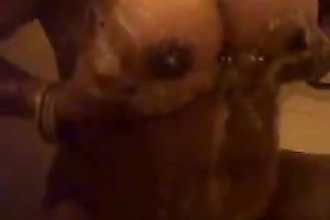 Awesome homemade solo with my curvy amateur wife taking a shower