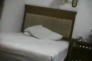 Asian pair having an astonishing sex jointly in their hotel room