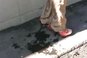 Russian hawt dark brown girl on the educate station makes her panties wet