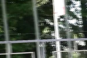 Russian hawt dark brown girl on the educate station makes her panties wet