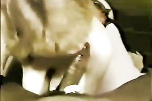 Busty white white bitch gives head to this large dark dude on cam