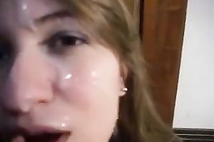 My GF likes to engulf a wang and this babe wishes juicy and impure facial