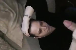 Brunette fattie gives hand to me and gets facialed