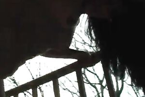 Hot blooded Latina playgirl got flying pose hammered on balcony