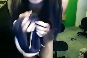 Hot slim legal age teenager floozy takes off her dark panties on livecam