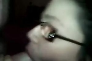 Nerdy brunette hair sucks my weenie and enjoys a facial in POV movie scene