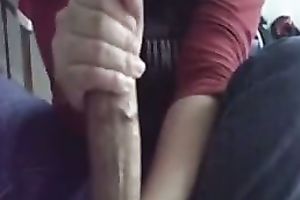 My latin babe dark brown girlfriend can grab my 10-Pounder with her the one and the other hands