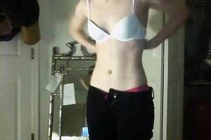 Lustful four eyed wonk takes off clothes on a camera