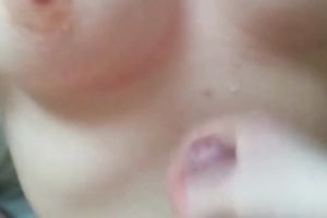POV movie with me cumming on my lover's large natural milk sacks
