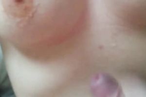 POV movie with me cumming on my lover's large natural milk sacks