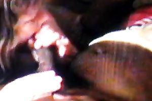 You can tell that this chick is having priceless time with my chocolate schlong