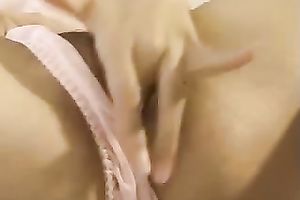 My beautiful brunette hair sweetie masturbates on the bed