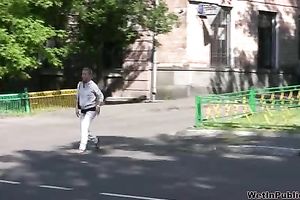 Her jeans are moist coz this babe piddled in her pants