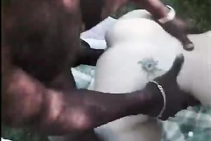 Gets a spunk fountain on her beautiful face by large dark schlong