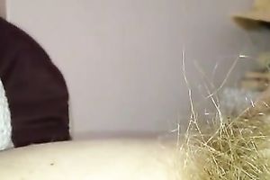 Watch me fingering my overweight wife's unshaved snatch indoors