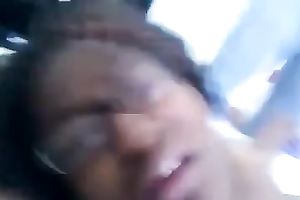 Having passionate sex with a nerdy curly-haired ebon whore