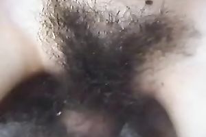 My neat girlfriend with bushy pussy is riding my subrigid cock backwards