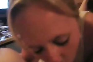 My enjoyable blonde neighbor manages to milk my wang dry