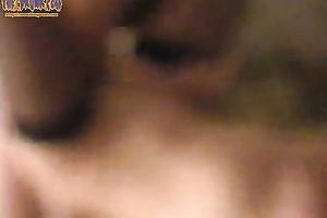 Horny BBC slut wearing nylons acquires drilled by 2 fellows indoors