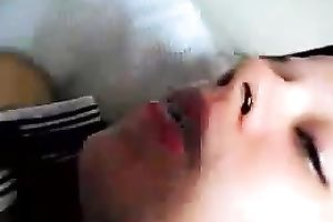 My depraved dark brown GF enjoys my saliva in her throat