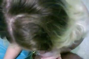Curly-haired golden-haired milf doesn't desire to stop engulfing my weiner