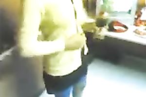 My barefaced secretary likes showing off her titties and cunt