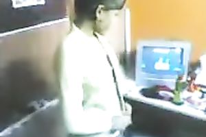 My barefaced secretary likes showing off her titties and cunt