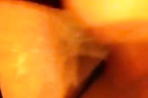 This lewd brunette hair with thick pussy loves fondling her melons