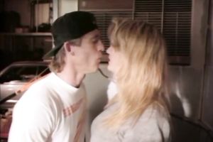 Attentive golden-haired honey gives a head to her lascivious boyfriend