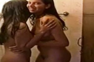 That favourable guy films his Indian girlfriend with one more white bitch in the shower