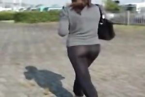 Shameless hoe in hawt dark leggings have to be proud of her a-hole