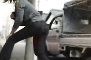 Shameless hoe in hawt dark leggings have to be proud of her a-hole