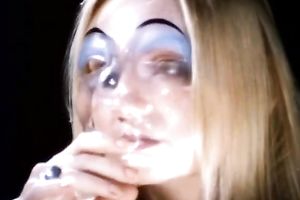 Young diminutive blondie giving a oral-job to her boyfriend