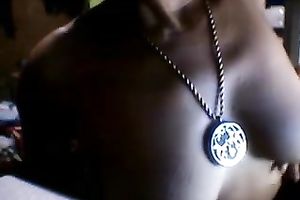 Mature Filipina kneads and licks her flaccid titties in livecam solo